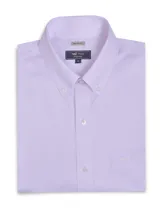 Camisa de manga larga RKF color lila, de corte regular fit, con cuello abotonado, bolsillo en el pecho con logo bordado y cierre frontal de botones.
