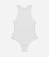 Body de mujer Lov sin mangas, color blanco, con cuello redondo y diseño seamless con texturas en relieve.