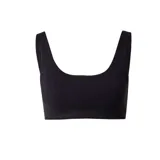 Top deportivo negro de sujeción ligera con cuello en U y tirantes anchos.