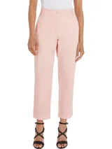 Pantalón chino recto color rosa pálido, de corte slim y largo cropped.