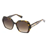 Lentes de sol Teresa Calandra modelo Isadora, con armazón geométrico de carey en tonos marrones y negros, y cristales degradé.