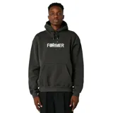 Canguro negro con capucha y bolsillo tipo canguro. Estampado frontal con el logo de la marca Former en color blanco con efecto scratch.