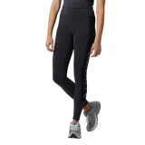 Calza deportiva New Balance de dama, color negro, con cintura alta y logo de la marca en la pierna.