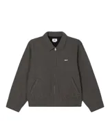 Campera Obey modelo Luther Blouson Jacket, de diseño tipo bomber en color negro con sutil patrón a cuadros y cierre frontal con cremallera. Presenta bolsillos diagonales ribeteados y el logo bordado de la marca en el pecho.