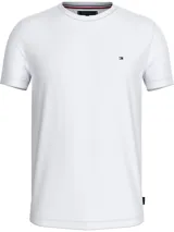 Remera blanca de algodón con cuello redondo y logo de Tommy Hilfiger bordado en el pecho.