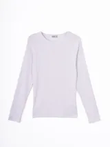 Remera de manga larga con cuello redondo, confeccionada en tejido de punto acanalado.