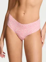 Braguita cheeky de microfibra con estampado animal print de leopardo en tonos rosados y blancos, de tiro bajo y acabado sin costuras.