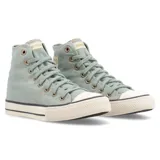 Zapatillas clásicas de caña alta John Foos modelo 184 Origins, color verde musgo, confeccionadas en lona con proceso de teñido lavado.