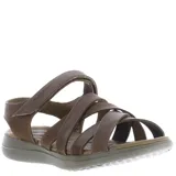 Sandalias de mujer Freeway color marrón con múltiples tiras y ajuste con velcro.