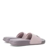 Sandalias tipo ojota Puma modelo Popcat 20, con base en color lila y tira superior en color rosado con el logo de la marca en relieve.