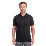 Polo de manga corta color negro, con cuello clásico, cierre frontal de tres botones y bolsillo aplicado en el pecho. Presenta un diseño funcional y resistente, ideal para entornos de trabajo o uso casual.