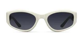 Lentes de sol envolventes de acetato color blanco con lentes polarizadas alemanas color carbón.