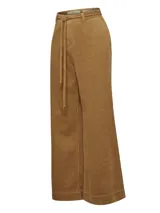 Pantalón de tiro alto y pierna recta confeccionado en cotelé de algodón orgánico, con lazo ajustable en la cintura.