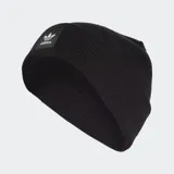 Gorro de lana Adidas Adicolor Cuff Beanie, color negro, con logo del trifolio bordado en el frente.