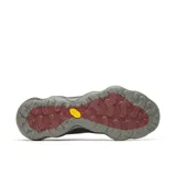 Championes de trekking y senderismo Merrell Speedarc Matis, de color verde militar con detalles en gris, rojo y negro, con sistema de cordones elásticos y suela chunky de diseño ondulado.