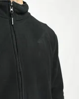 Campera de polar con cuello alto, cierre frontal completo y bolsillos laterales con cierre.