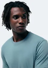 Camiseta básica de manga corta y cuello redondo, color rojo oscuro.