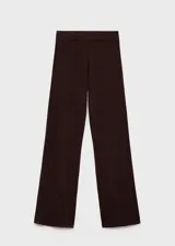 Pantalón de punto fino con diseño wide leg, tiro medio y cintura con elástico.