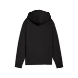 Buzo con capucha Puma, color negro, con bolsillo frontal tipo canguro y estampado gráfico de la marca con motivos florales en el pecho.