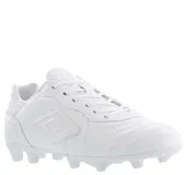 Championes de fútbol 11 Umbro modelo Touch FG, color blanco. Presentan una construcción en material sintético resistente con costuras reforzadas en la puntera para mayor durabilidad y control del balón. Incluyen suela con tacos estratégicamente ubicados para tracción en césped natural firme.