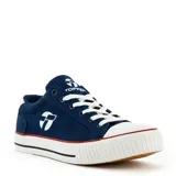 Championes urbanos Topper Wagon de lona color azul marino con cordones blancos, puntera de goma blanca y suela texturizada con detalles en línea roja y negra.