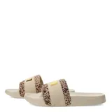 Sandalias Puma Leadcat 2.0 Animal Flair color beige con estampado animal print y logo dorado.