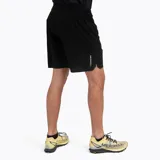 Short deportivo negro para hombre, diseñado para trail running y actividades outdoor. Confeccionado en tejido ligero y elástico con tecnología de secado rápido y protección UV +50. Cuenta con cintura elástica y detalles reflectantes.