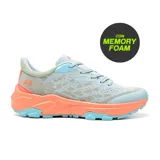 Championes deportivos American Sport modelo Michel, color celeste con detalles en gris y naranja. Confeccionados con materiales transpirables y plantilla con memory foam.