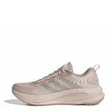 Championes de running Adidas Supernova Ease 2 para mujer, color rosado pálido con detalles en gris y coral. Presentan una malla texturizada en el upper y una suela gruesa con tecnología Dreamstrike.