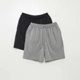 Juego de dos shorts de pijama color azul, con cintura elástica y cordón ajustable.