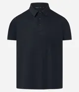 Camisa polo masculina de manga corta, confeccionada en tejido técnico de poliamida con elastano. Presenta cuello inglés con abotonado frontal, ofreciendo alta elasticidad, secado rápido y una sensación de frescor al tacto.
