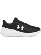 Championes de running Under Armour modelo Phade RN 3, color negro con entresuela blanca. Presentan parte superior de malla transpirable con logo de la marca en el lateral y suela de goma con amortiguación de EVA.