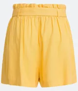 Short femenino modelo clochard, confeccionado en una mezcla de viscosa, lino y algodón. Presenta un diseño de tiro alto con cintura elástica y lazo ajustable del mismo tejido, ofreciendo un calce cómodo y versátil.