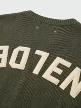 Sweater de punto Golden Goose con cuello redondo, manga larga y puños acanalados, en color verde oliva.
