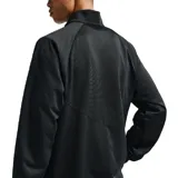 Campera deportiva Nike de color negro con cierre frontal completo y cuello alto, confeccionada en tejido suave con el logotipo de la marca bordado en blanco en el pecho.
