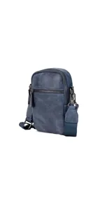 Bandolera morral color verde militar, con cierre metálico principal y cierre frontal. Cuenta con correa de galón gruesa y ajustable.