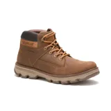 Bota de caña media Caterpillar, confeccionada en cuero marrón con tecnología impermeable. Presenta cordones al tono, cuello acolchado en color oscuro y suela de goma robusta con diseño antideslizante.