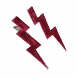 Aros colgantes con forma de rayo, color azul con glitter.