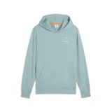 Buzo con capucha de color verde agua, con bolsillo frontal tipo canguro y puños acanalados. Presenta el logo de Puma y la marca McLaren Racing estampados en el pecho.