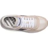 Championes Saucony Jazz Original Vintage, color beige con detalles en violeta y suela de goma marrón.