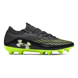 Championes de fútbol Under Armour Magnetico Select 4 FG, diseñados para un ajuste inmediato sin necesidad de adaptación. Presentan una parte superior de piel sintética con estampado 3D para mayor control, cuello textil tipo calcetín y suela de TPU con tacos cónicos para una tracción óptima en césped natural.