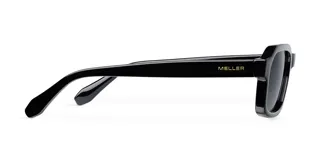 Lentes de sol con montura cuadrada de acetato negro y lentes polarizadas oscuras.