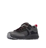 Championes de senderismo Columbia modelo Konos Low, color gris con detalles en negro y toques de rojo. Confeccionados con malla transpirable y sobrecapas sintéticas para mayor durabilidad, cuentan con tecnología Omni-SHIELD para resistencia al agua y manchas, mediasuela TECHLITE para estabilidad y suela Omni-GRIP de alta tracción.