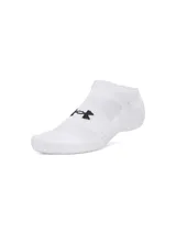 Medias deportivas cortas Under Armour modelo Performance Cotton No Show, color blanco con el logo de la marca bordado en negro en el empeine.