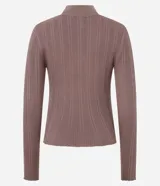 Blusa de punto de manga larga con cuello alto y diseño acanalado, confeccionada en una mezcla de viscosa y poliamida.