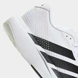 Championes Adidas de running modelo Adizero Pacer, color blanco con las tres tiras características en color negro y tecnología Lightstrike en la mediasuela.