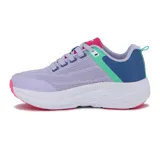 Championes de running Diadora Bresh, color lila con detalles en fucsia, verde y azul, con suela chunky blanca y fucsia.