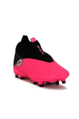 Championes de fútbol Lotto Coliseo-MD-M para césped natural, modelo sin cordones, color fucsia y negro con detalles en gris.