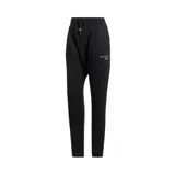Pantalón de jogging negro con corte holgado, cintura elástica ajustable con cordón, bolsillos laterales y logo Adidas Equipment estampado en blanco en la pierna izquierda.
