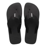 Sandalias Havaianas Urban Basic de hombre, color negro, con tira ancha de tela y plantilla texturizada.